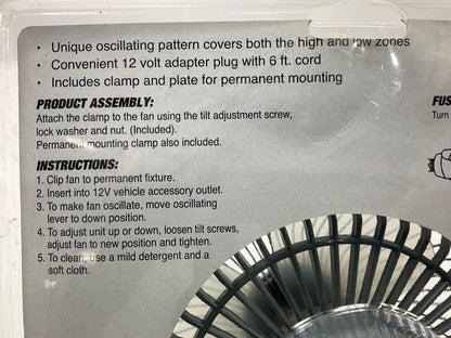 Performance Tool W1658 12V Clamp On 6'' Oscillating Fan For Cars, Trucks, RVs
