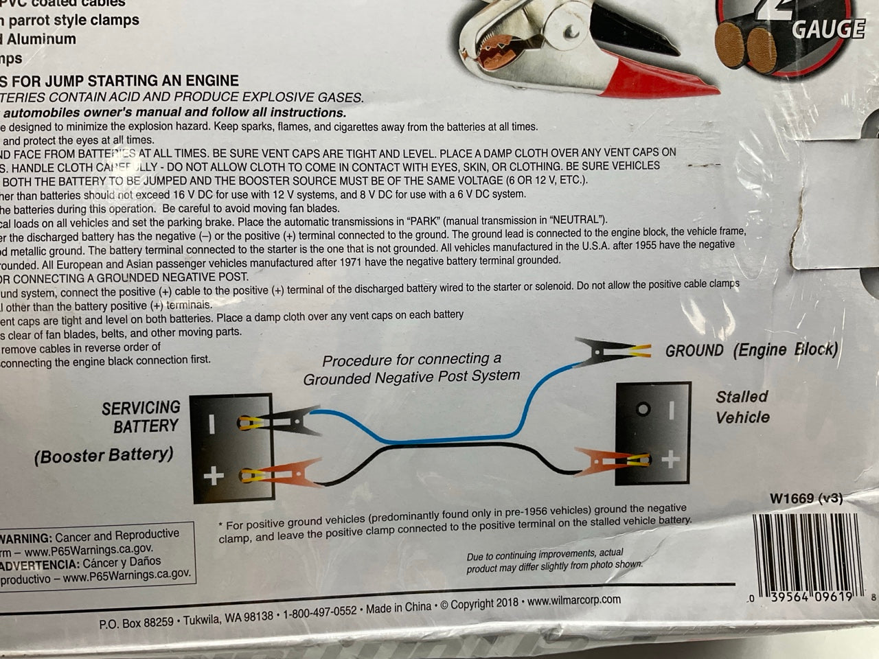 Performance Tool W1669 20' Commercial Duty 2-Gauge 800 PEAK AMP Jumper Cables