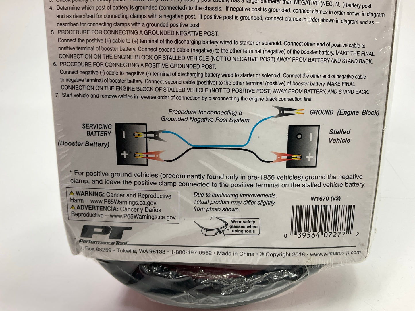 Performance Tool W1670 12' 10-Gauge 150 AMP All Weather Jumper Cables,12 Feet