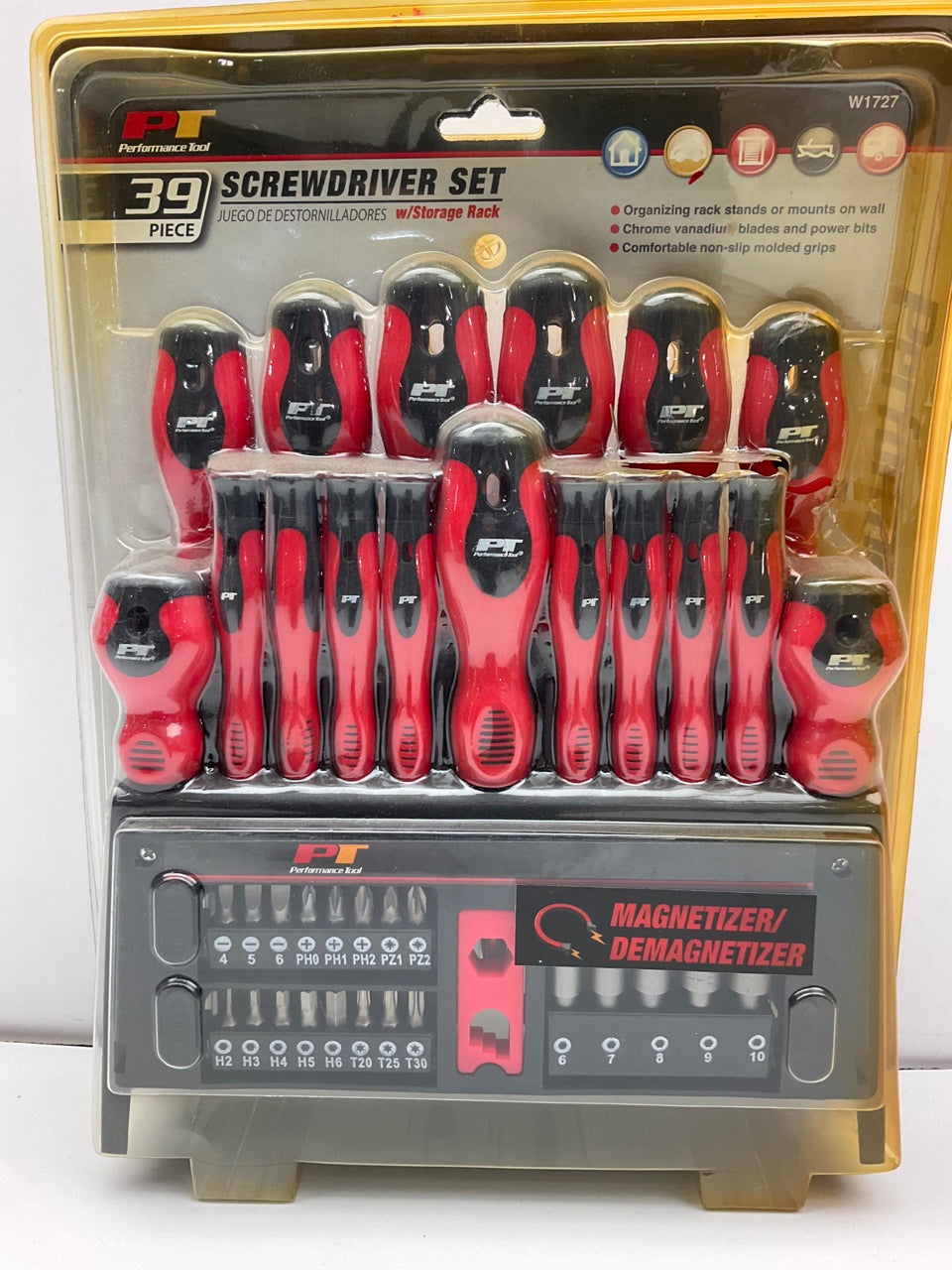 Performance Tool W1727 39-Piece Screwdriver Set With Organizer Rack