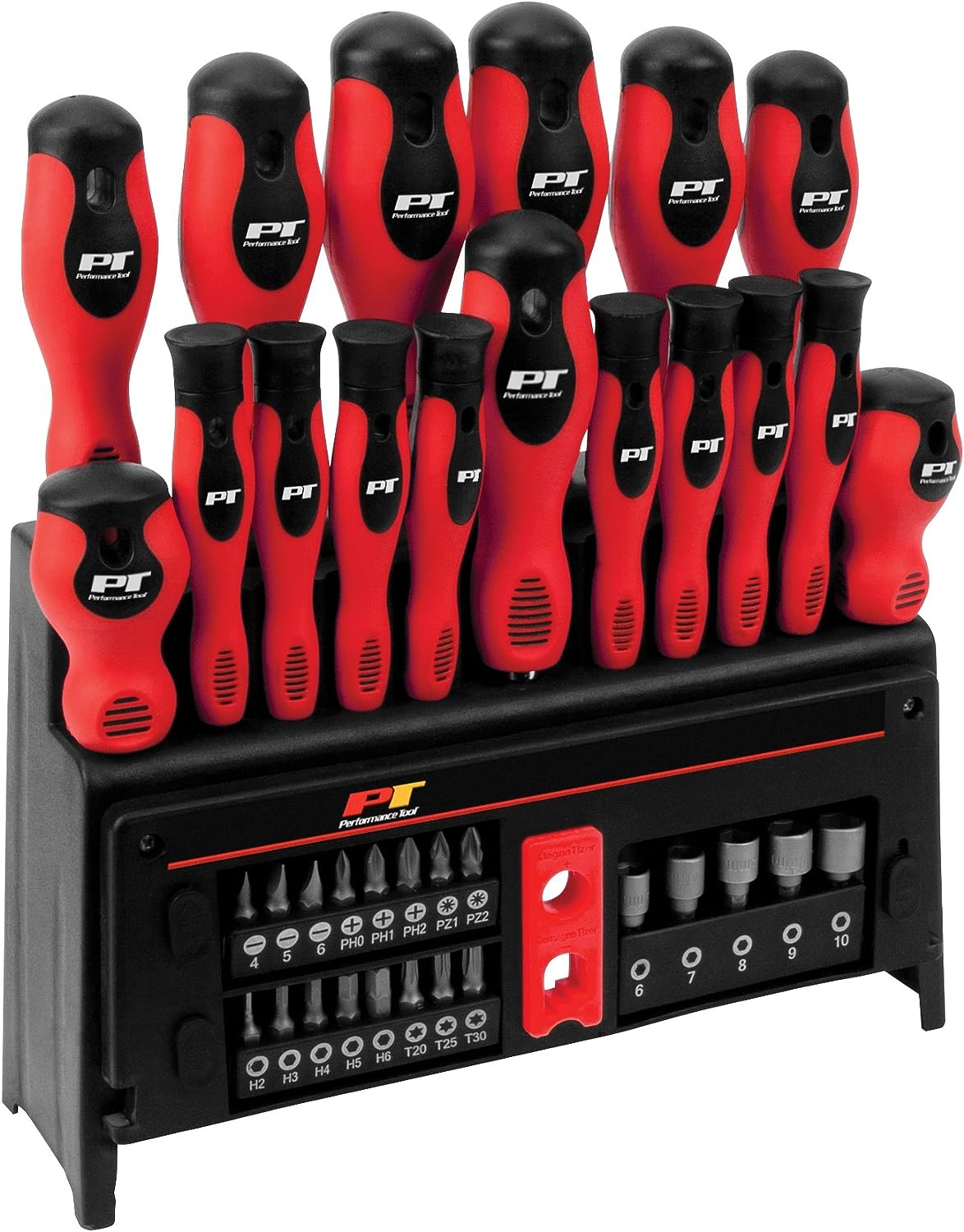 Performance Tool W1727 39-Piece Screwdriver Set With Organizer Rack
