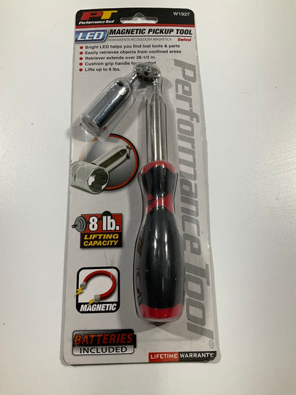 Performance Tool W1927 Swivel LED Magnetic Pickup Tool, Picks-Up Up To 8 Lbs