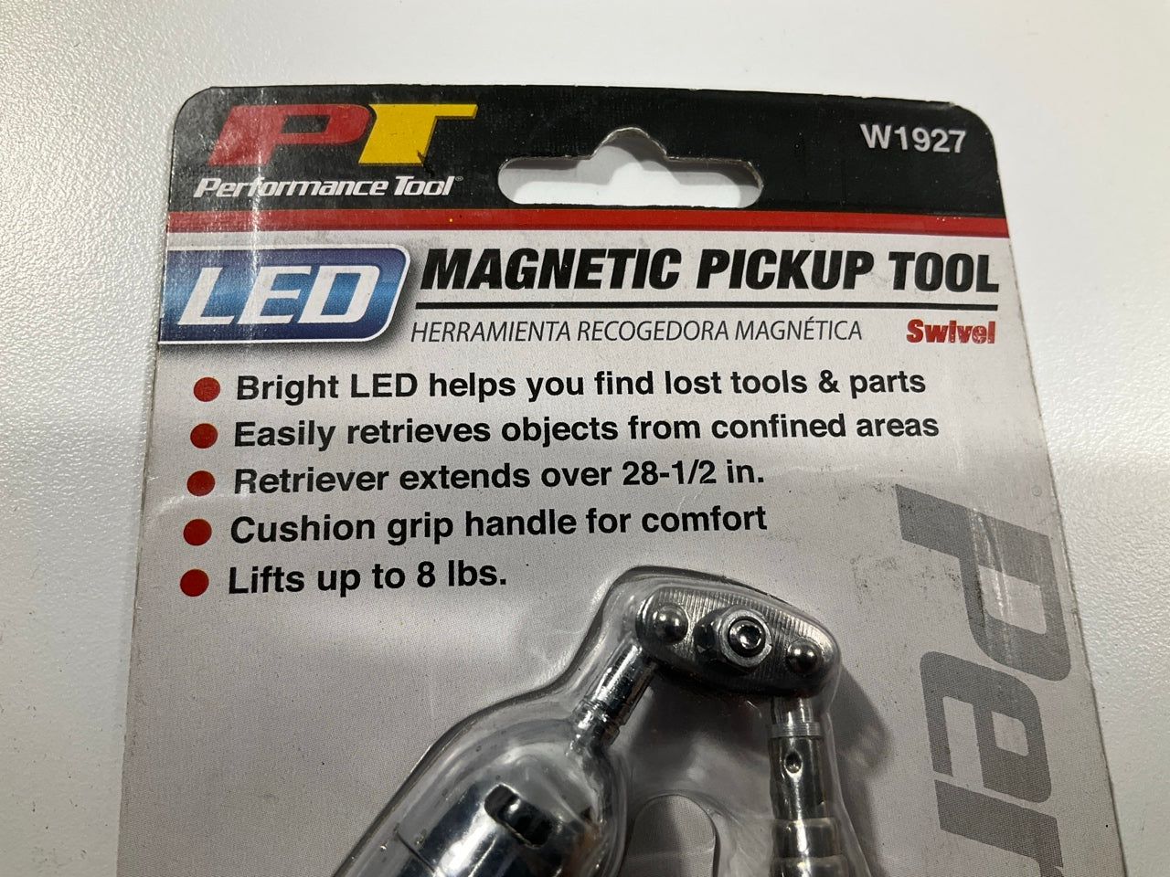 Performance Tool W1927 Swivel LED Magnetic Pickup Tool, Picks-Up Up To 8 Lbs