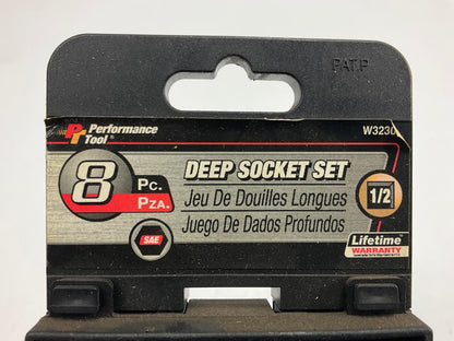 Performance Tool W32300 8 Pc. 1/2'' Dr. SAE Deep Socket Set