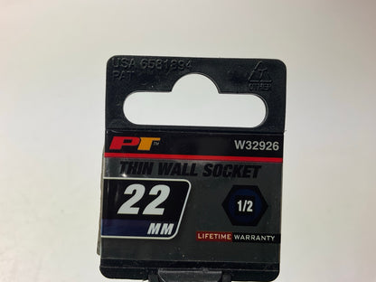 Performance Tool W32926 1/2 Drive, 22mm Metric Thin Wall Socket
