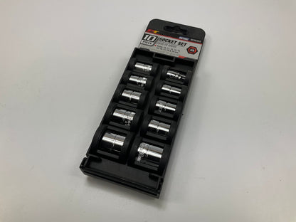Performance Tool W38202 10-Piece 3/8'' Drive Metric Socket Set  10mm-19mm