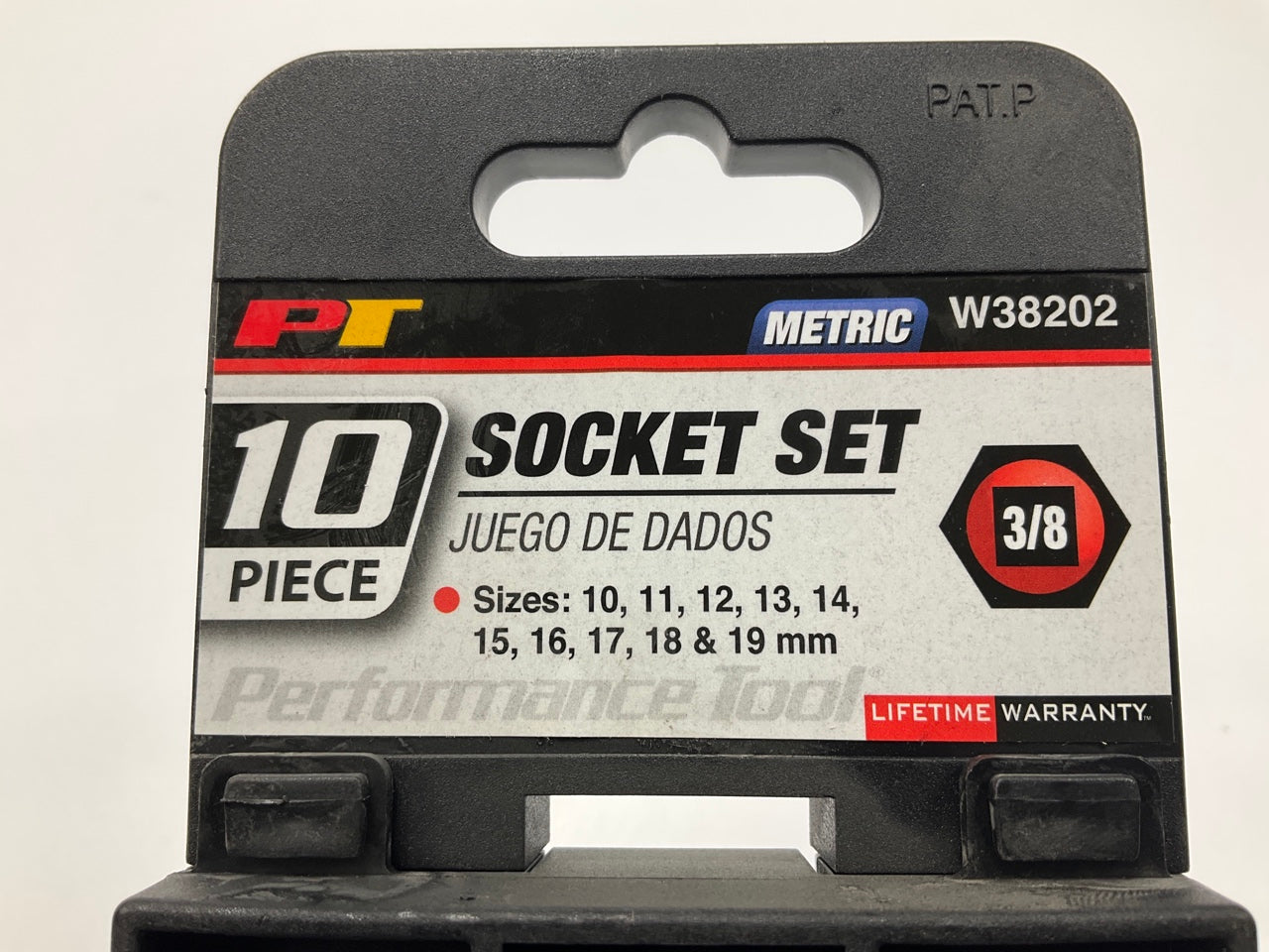 Performance Tool W38202 10-Piece 3/8'' Drive Metric Socket Set  10mm-19mm