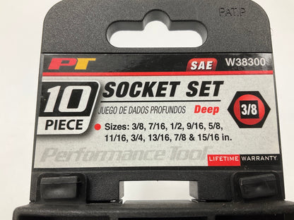 Performance Tool W38300 3/8'' Drive, SAE Deep Socket 10-piece Set - 3/8''-15/16''