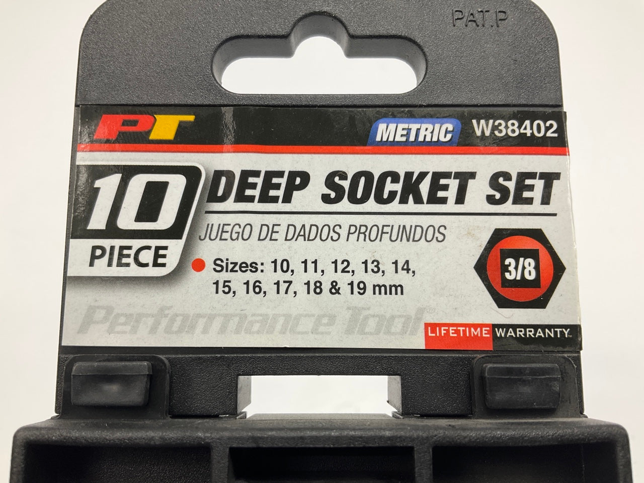 Performance Tool W38402 3/8'' Drive 10-Piece Deep Metric Socket Set 10mm-19mm
