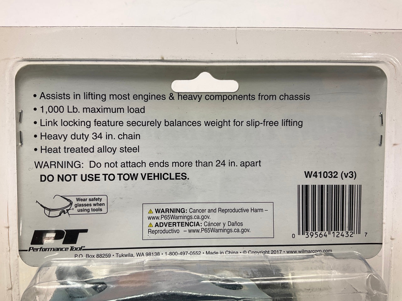 Performance Tool W41032 34 Inch Engine Lift Chain With 1,000 Lbs Max Load