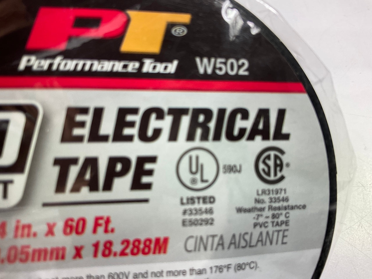 5 ROLLS - Performance Tool 3/4'' X 60' Black Electrical Tape