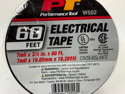 Performance Tool W502 Electrical Tape - 3/4'' X 60' FEET