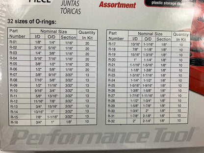 Performance Tool W5202 407 Pc SAE O-Ring Assortment, 32 Sizes