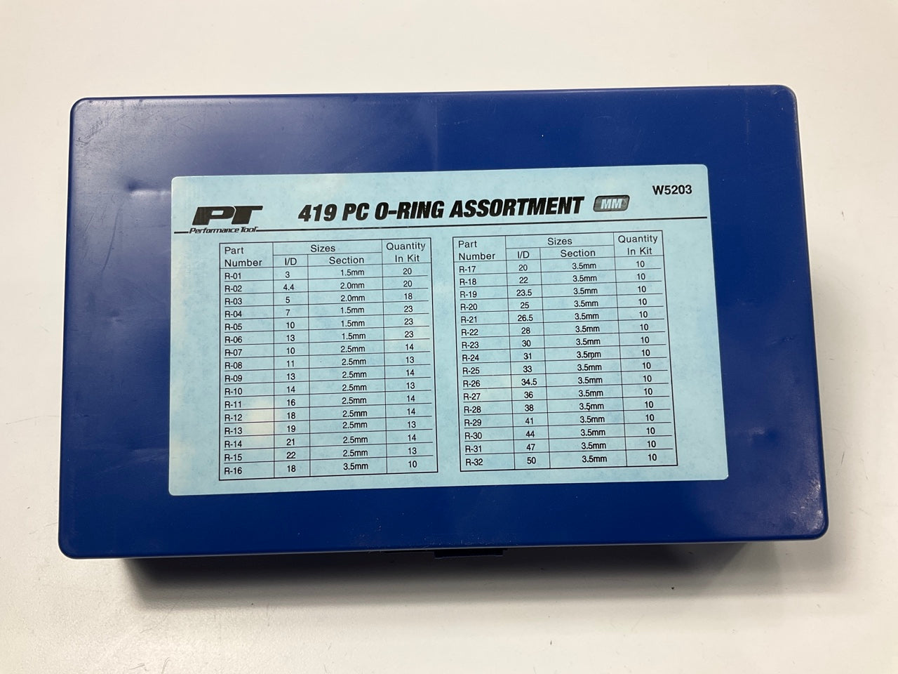 Performance Tool W5203 Metric O-Ring 419 PCs Assortment 32 Sizes, Nitrile Rubber