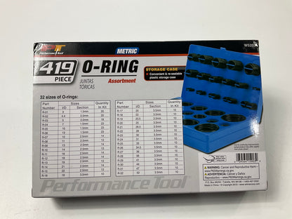 Performance Tool W5203 Metric O-Ring 419 PCs Assortment 32 Sizes, Nitrile Rubber