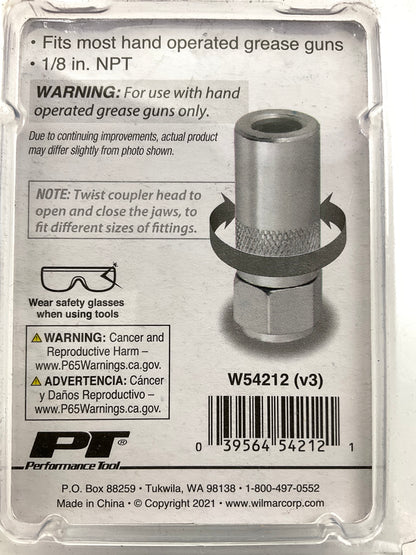 Performance Tool W54212 1/8'' NPT Grease Gun Coupler