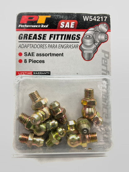 Performance W54217 SAE 1/4'' Grease Zerk Fittings Kit: Straight, 45 & 90 Degree