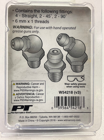 Performance W54218 6mm Metric Grease Zerk Fittings Kit: Straight, 45 & 90 Degree