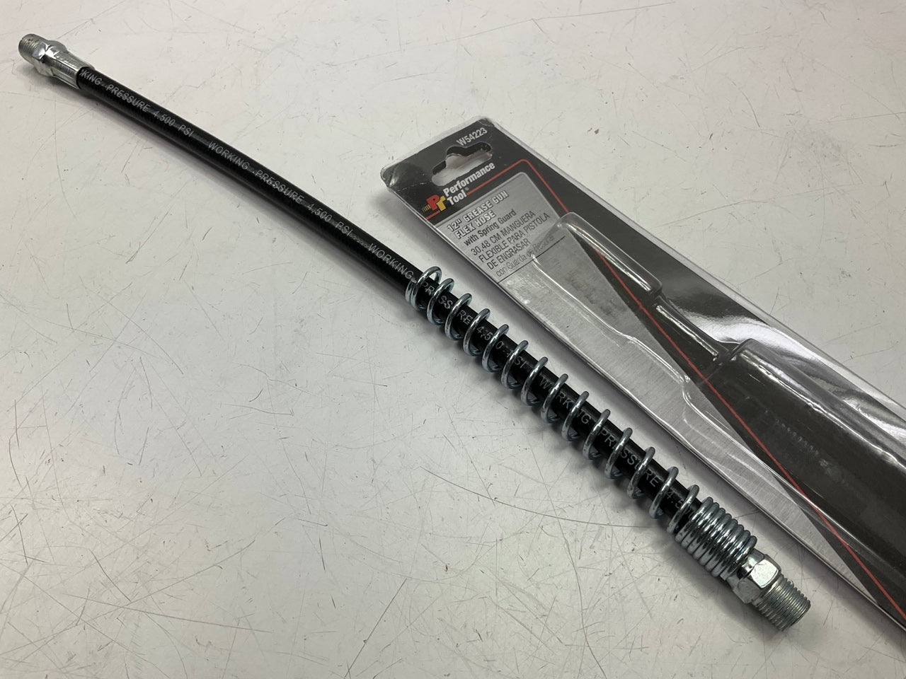 Performance Tool W54223 12'' Flex Grease Gun Hose Extension With Spring Guard