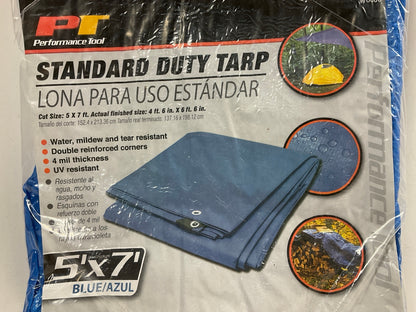 LOT OF 50 - Performance Tool W6000  5'x7' Light Duty Blue Tarps, 4 Mil Thick