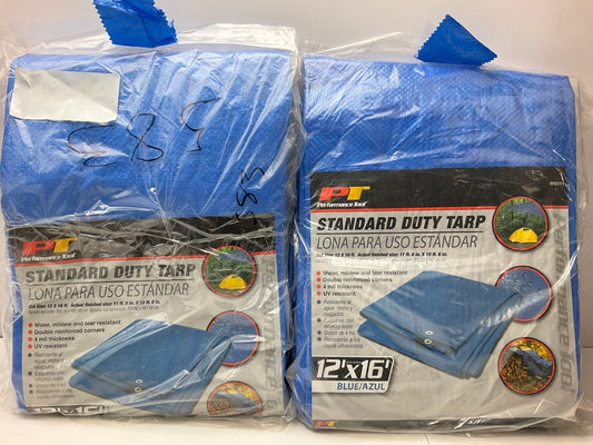 (2) Performance Tool W6011 Standard Duty Tarps 12' X 16', 4 Mil Thick