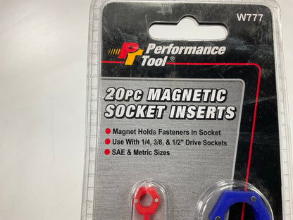 Performance Tool 20pc Magnetic Socket Inserts Holds Nut & Bolt SAE & Metric Size