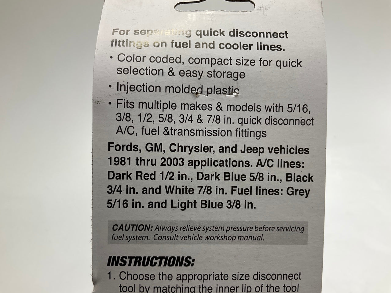 Performance Tool W83148 6-Piece A/C And Fuel Line Quick Disconnect Tool