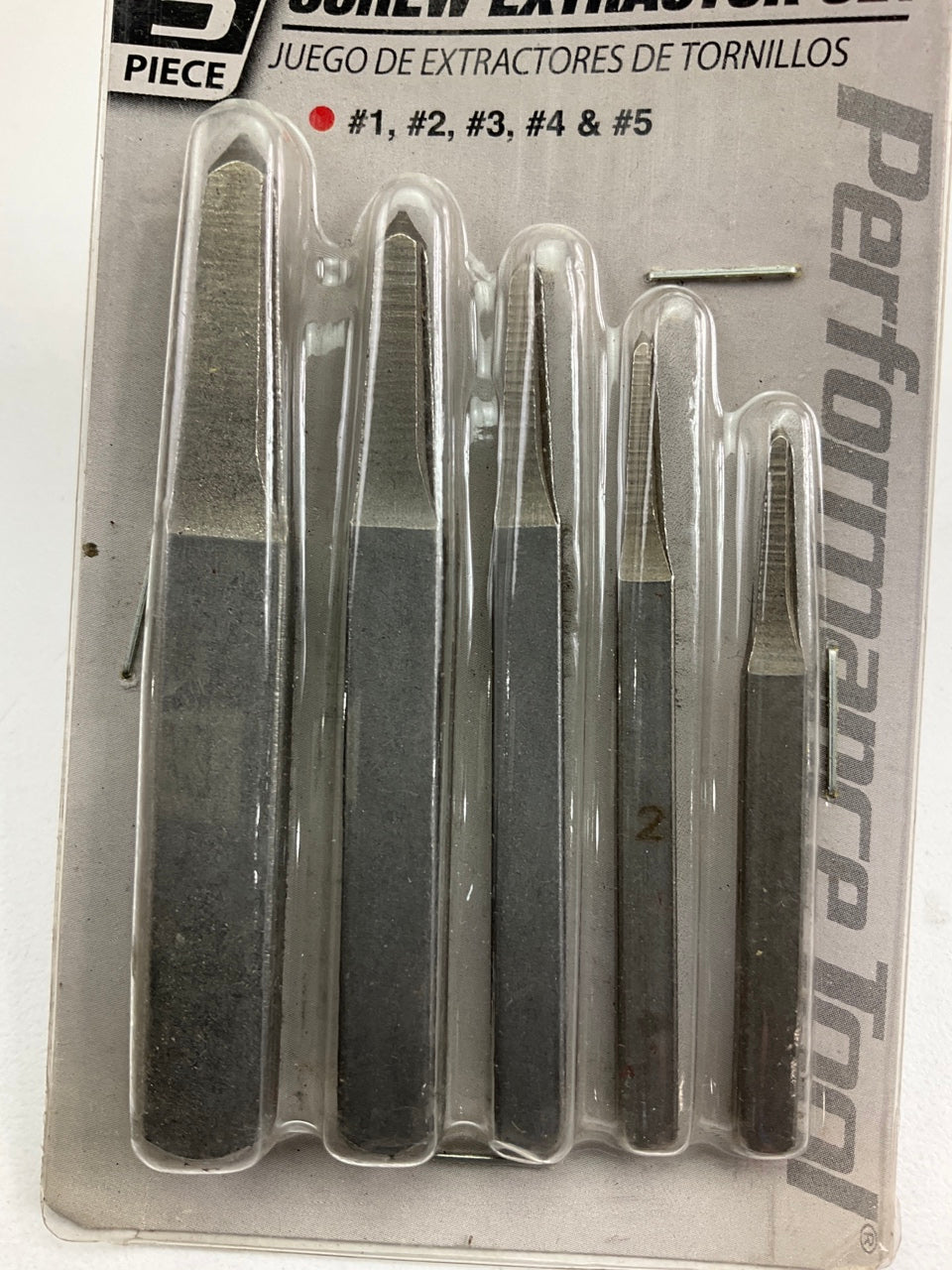 Performance 5-piece 3/16'' To 5/8'' Square Shank Square Flute Screw Extractor Set