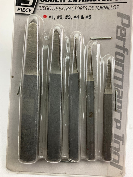 Performance 5-piece 3/16'' To 5/8'' Square Shank Square Flute Screw Extractor Set