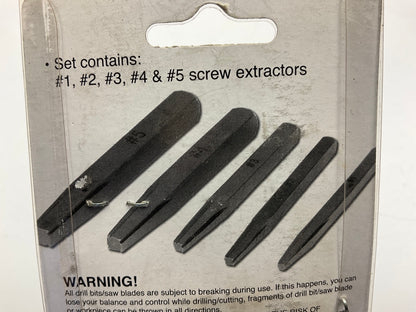 Performance 5-piece 3/16'' To 5/8'' Square Shank Square Flute Screw Extractor Set