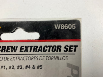 Performance 5-piece 3/16'' To 5/8'' Square Shank Square Flute Screw Extractor Set