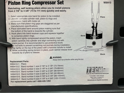 Performance Tool W89410 Piston Ring Compressor Set