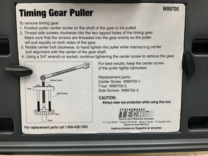 USED #15 Performance Tool W89705 Timing Gear Puller Tool Set