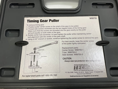 BARELY USED #21 Performance Tool W89705 Timing Gear Puller Tool Set