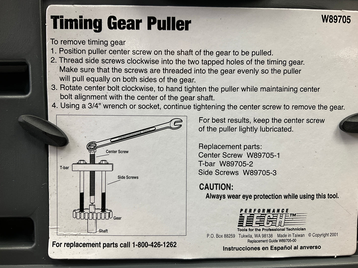 USED #22 Performance Tool W89705 Timing Gear Puller Tool Set