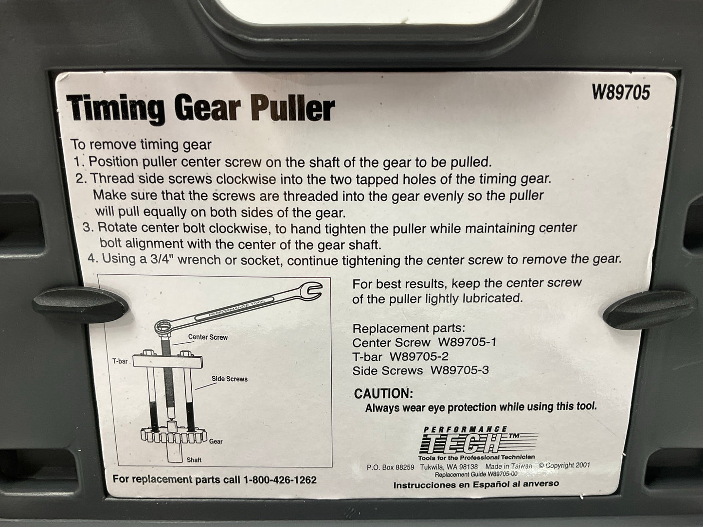 USED #24 Performance Tool W89705 Timing Gear Puller Tool Set