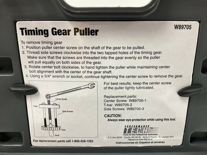 USED #24 Performance Tool W89705 Timing Gear Puller Tool Set