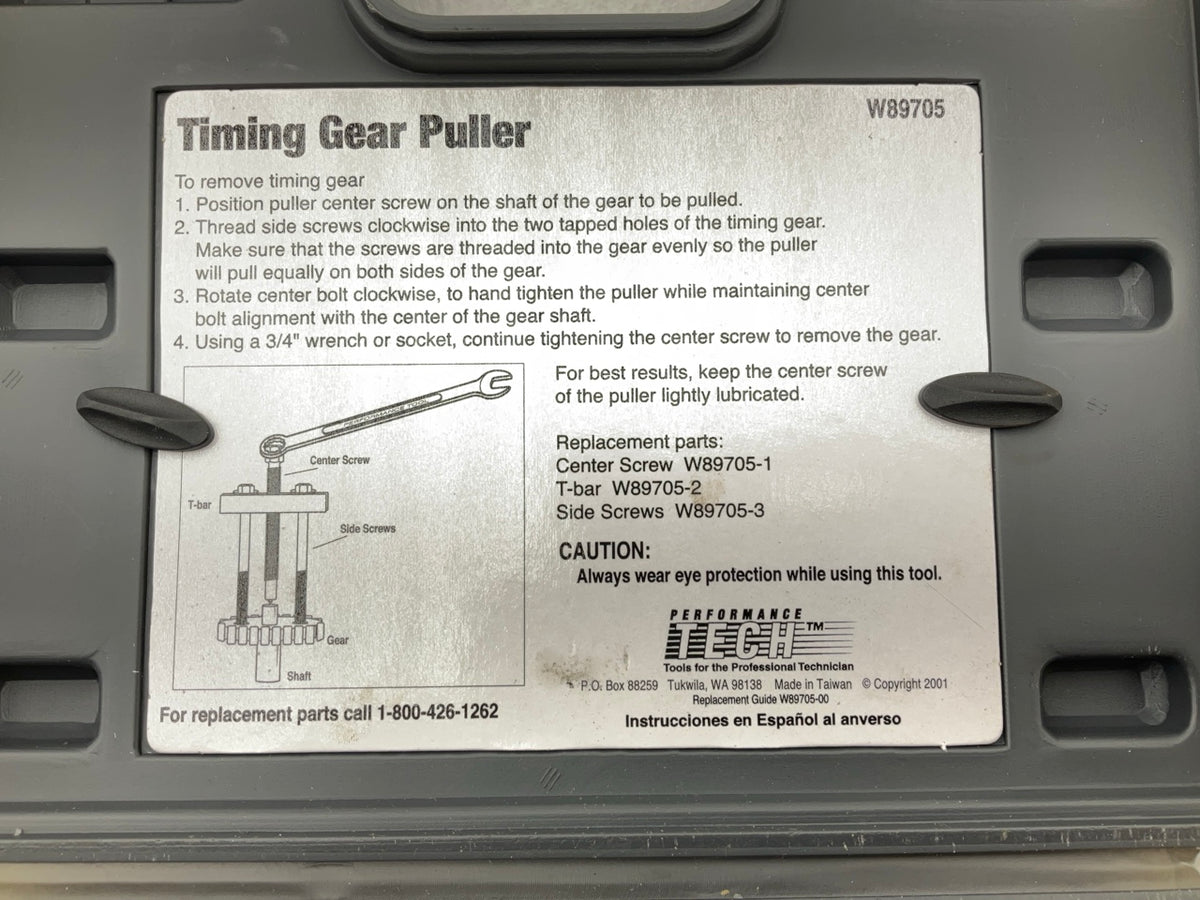 USED #26 - Performance Tool W89705 Timing Gear Puller Tool Set
