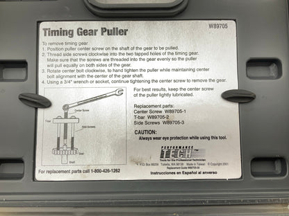 USED #26 - Performance Tool W89705 Timing Gear Puller Tool Set