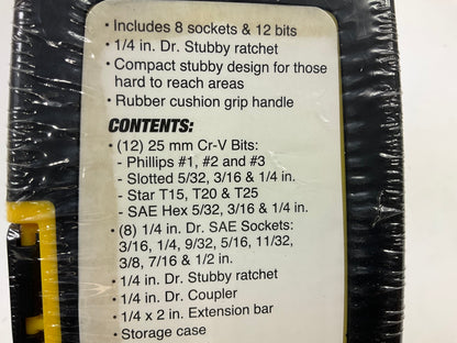 Performance Tool W9122 23-Piece Bit & SAE Socket Set - 1/4'' Drive