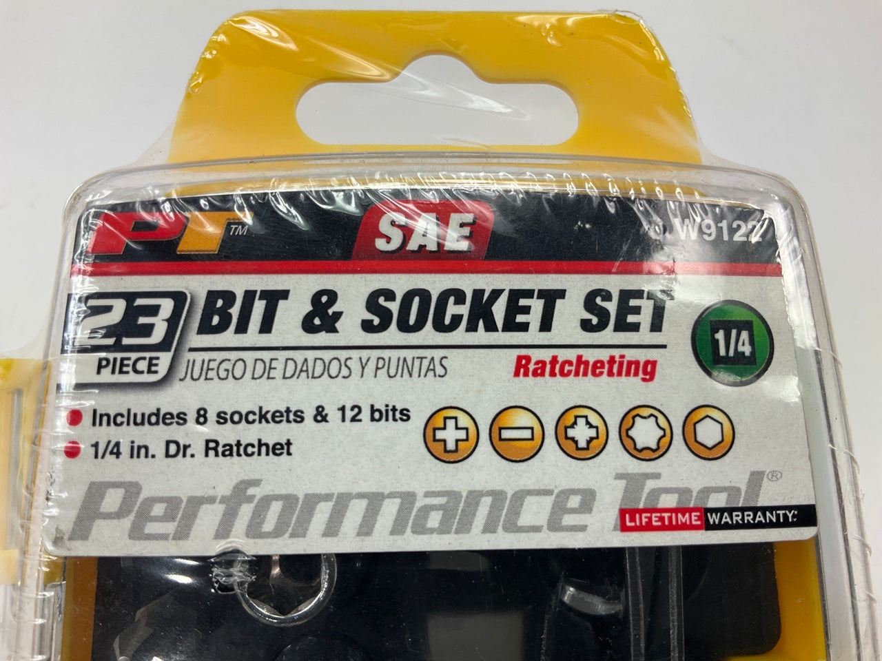Performance Tool W9122 23-Piece Bit & SAE Socket Set - 1/4'' Drive