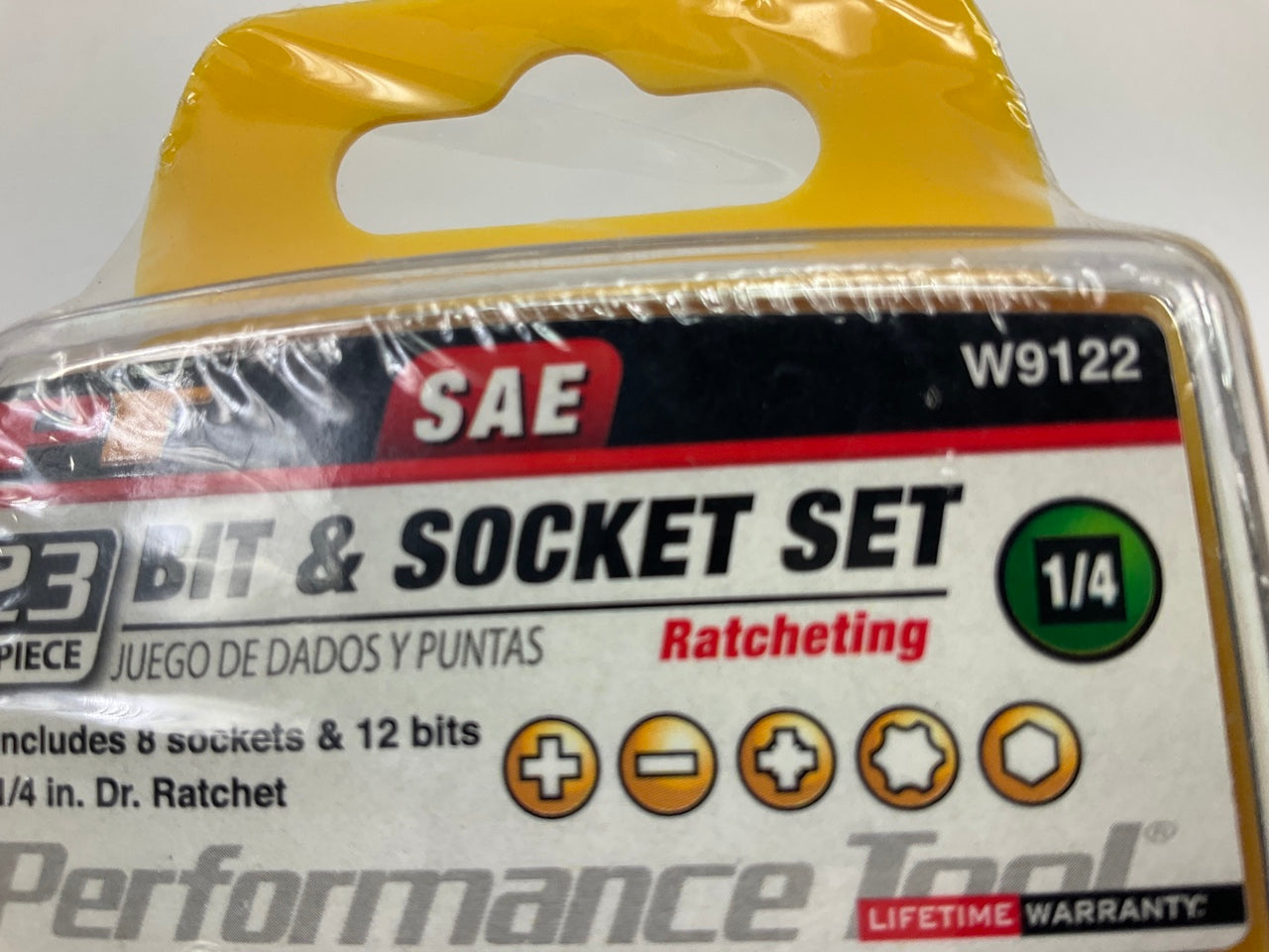 Performance Tool W9122 23-Piece Bit & SAE Socket Set - 1/4'' Drive
