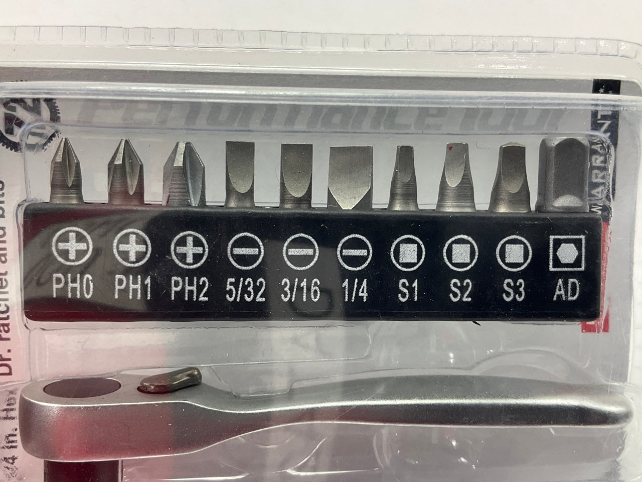 Performance Tool W9127 1/4'' Drive 72 Teeth Bit Driver & Bit Set