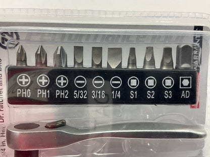 Performance Tool W9127 1/4'' Drive 72 Teeth Bit Driver & Bit Set