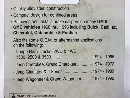 Performance Tool WGM38  3/8'' GM Disc Brake Caliper Wrench