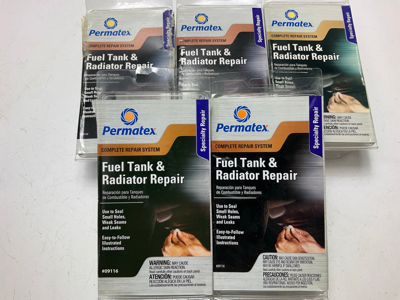 (5) PACK - Permatex 09116 METAL Fuel Gas Tank & Metal Radiator Repair Kit