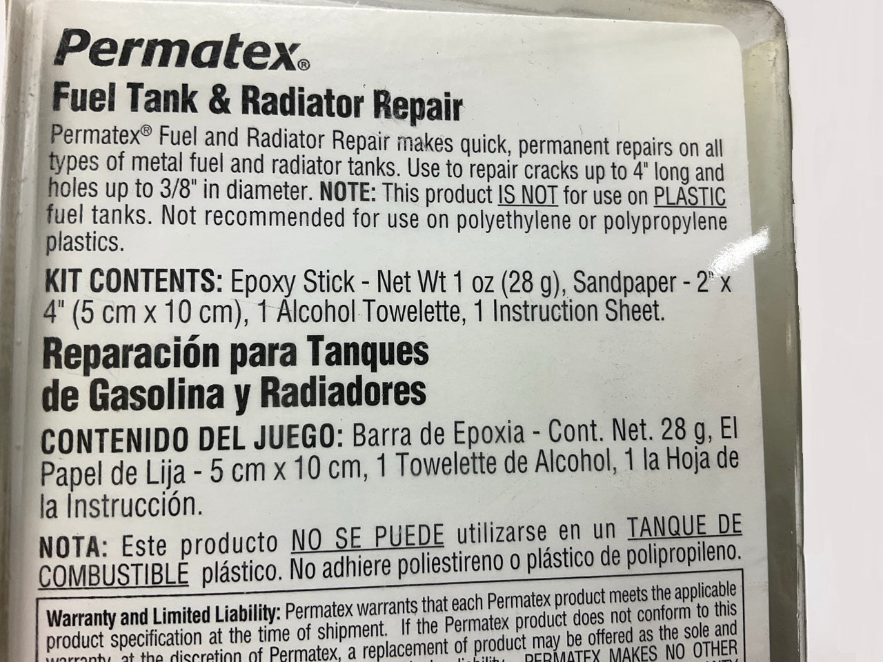 (5) PACK - Permatex 09116 METAL Fuel Gas Tank & Metal Radiator Repair Kit