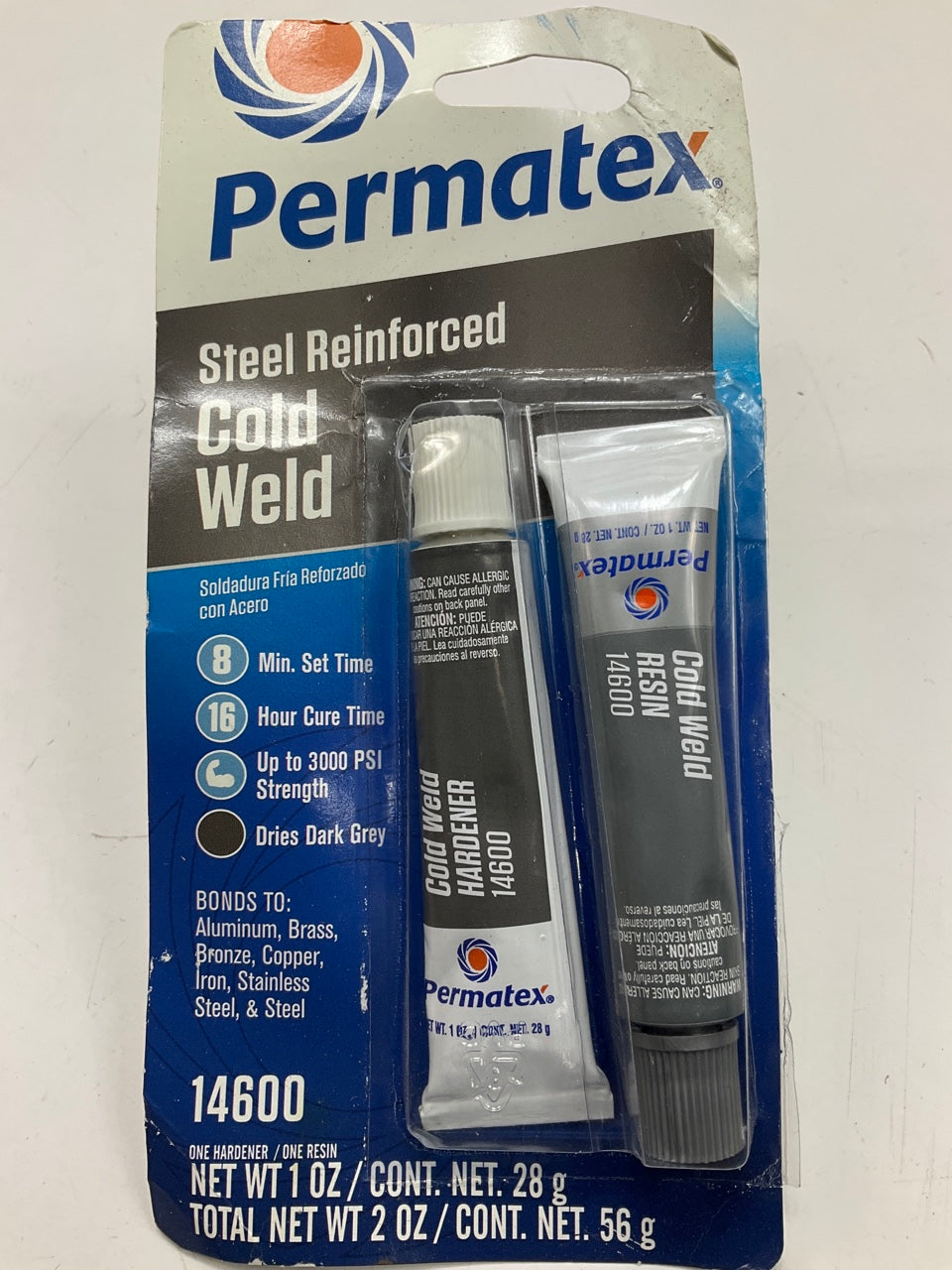Permatex 14600 Cold Weld Bonding Compound 2oz (1oz Resin & 1oz Hardener Tubes)