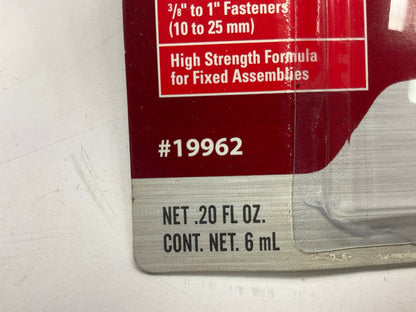 (2) Permatex 19962 Permanent Strength Threadlocker RED, 6 Ml Tubes Thread Lock