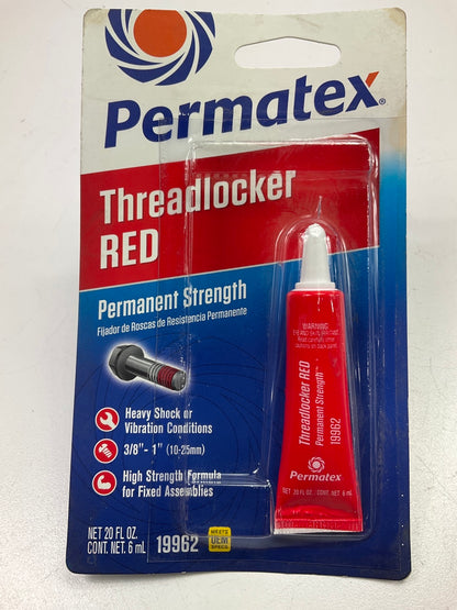 Permatex 19962 Permanent Strength Threadlocker Red, 6 Ml Tube